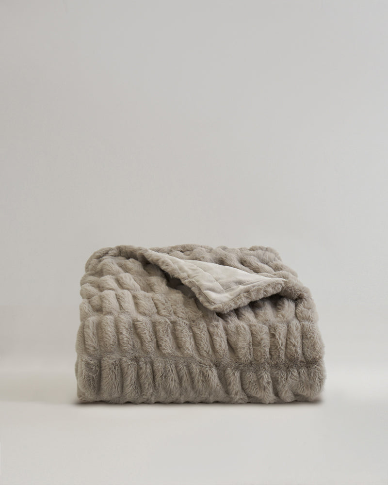 Textured Faux Fur Throw