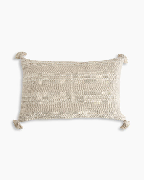 Woven Stripe Tassel Lumbar Pillow Cover
