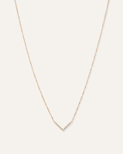 14K Gold Diamond V Necklace