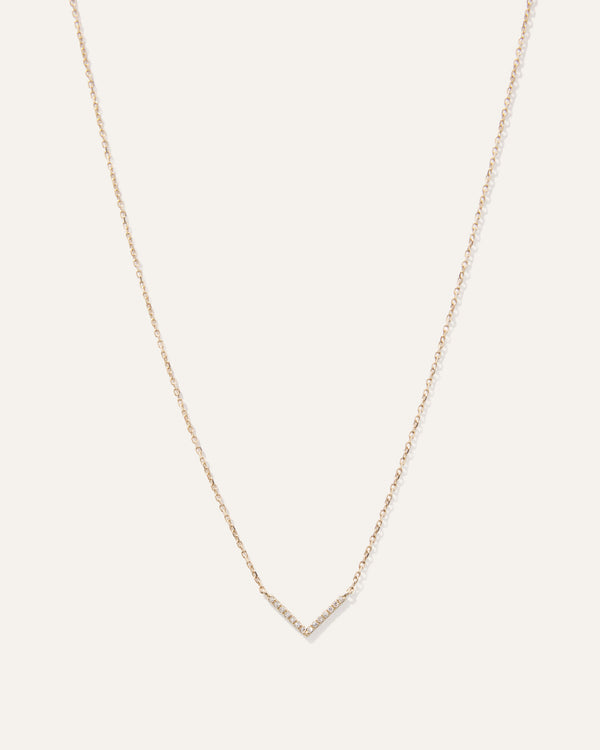 14K Gold Diamond V Necklace