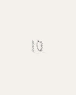14K Gold Asymmetrical Baguette Diamond Hoops