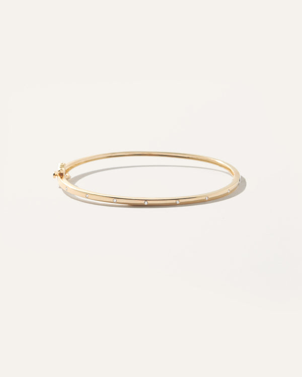 14K Gold Diamond Dot Bangle Bracelet