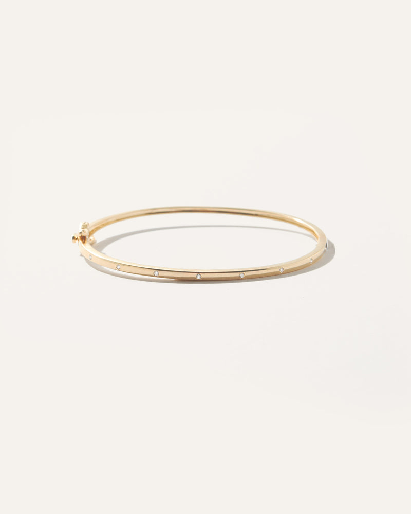 14K Gold Diamond Dot Bangle Bracelet