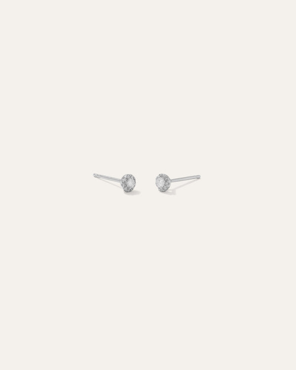 14K Gold Diamond Halo Studs