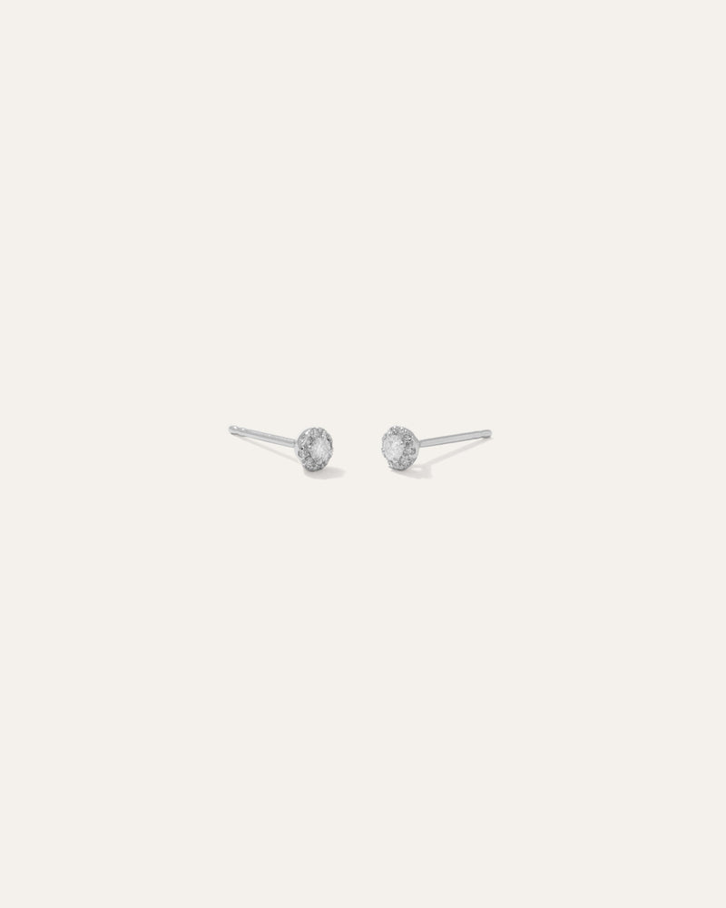 14K Gold Diamond Halo Studs