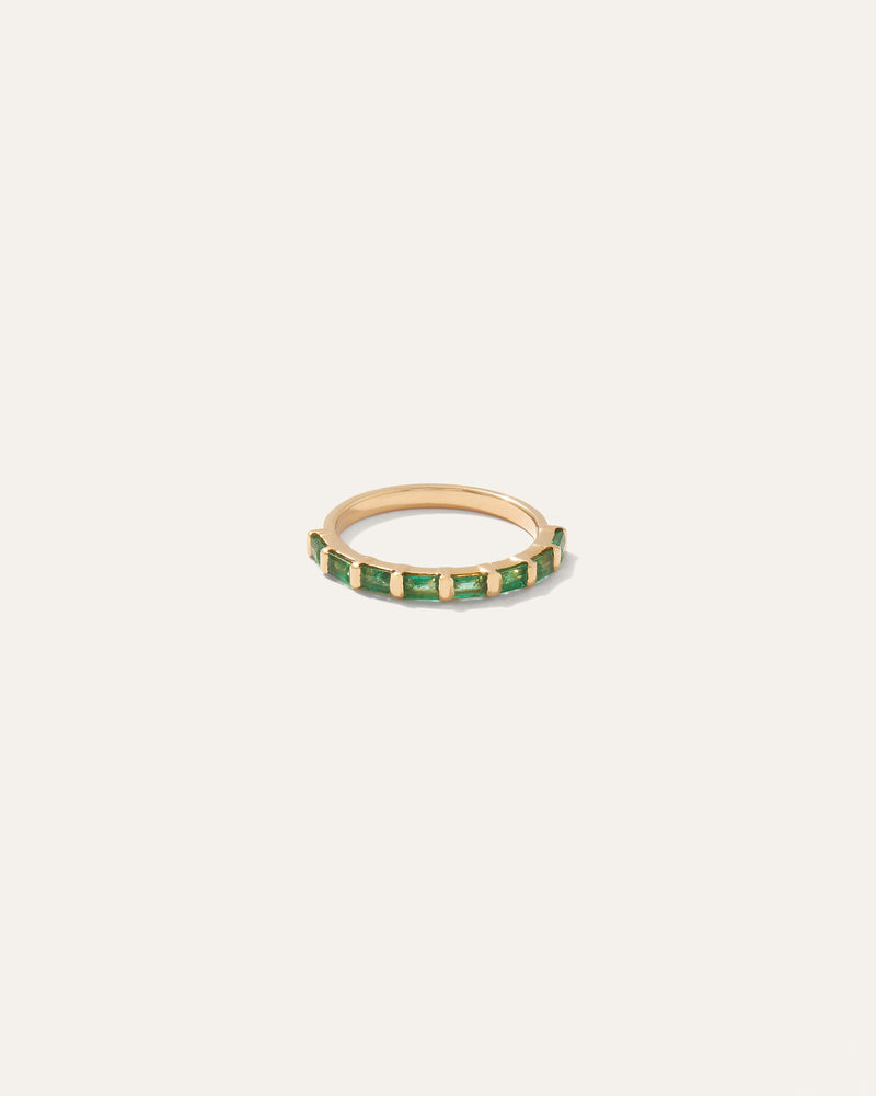 14K Gold Emerald Baguette Band