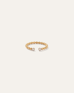 14K Gold Open Beaded Diamond Bezel Ring