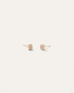 14K Gold Pave Diamond Cushion Studs