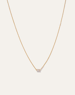 14K Gold Petite Baguette Diamond Necklace