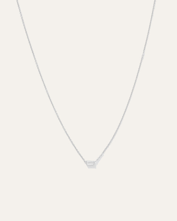 14K Gold Petite Baguette Diamond Necklace