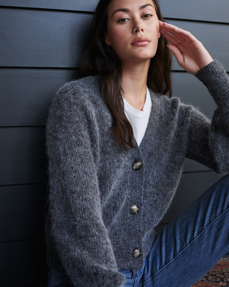 Baby Alpaca-Wool Cropped Cardigan