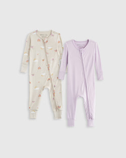 Bamboo One Piece Pajamas 2-Pack - Baby Girl