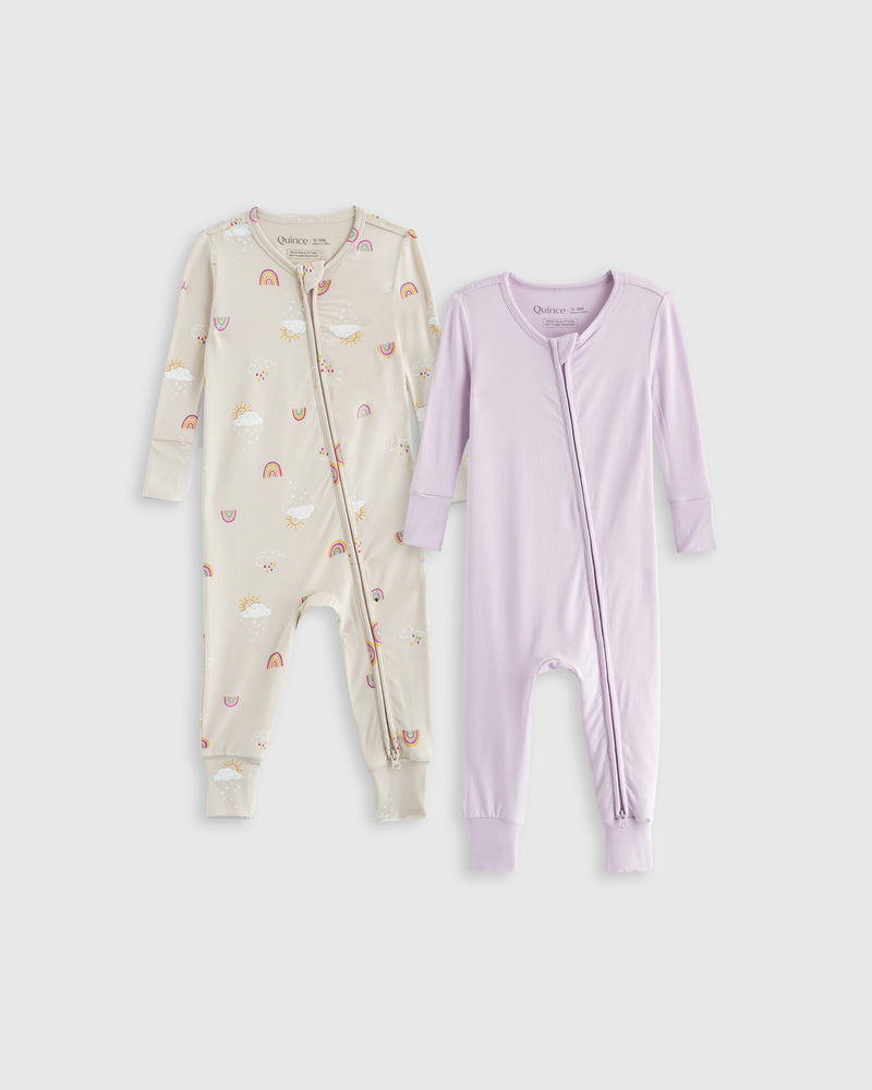 Bamboo One Piece Pajamas 2-Pack - Baby Girl