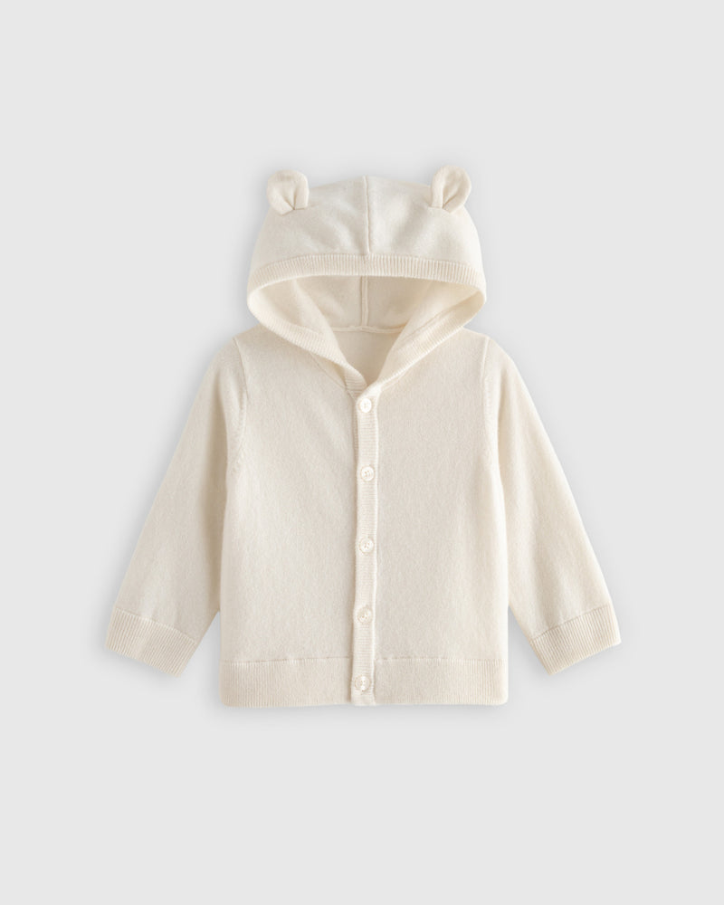 Washable Cashmere Hooded Cardigan