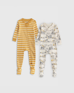 100% Organic Cotton Sleep & Play Footie Pajamas 2-Pack - Baby Boy