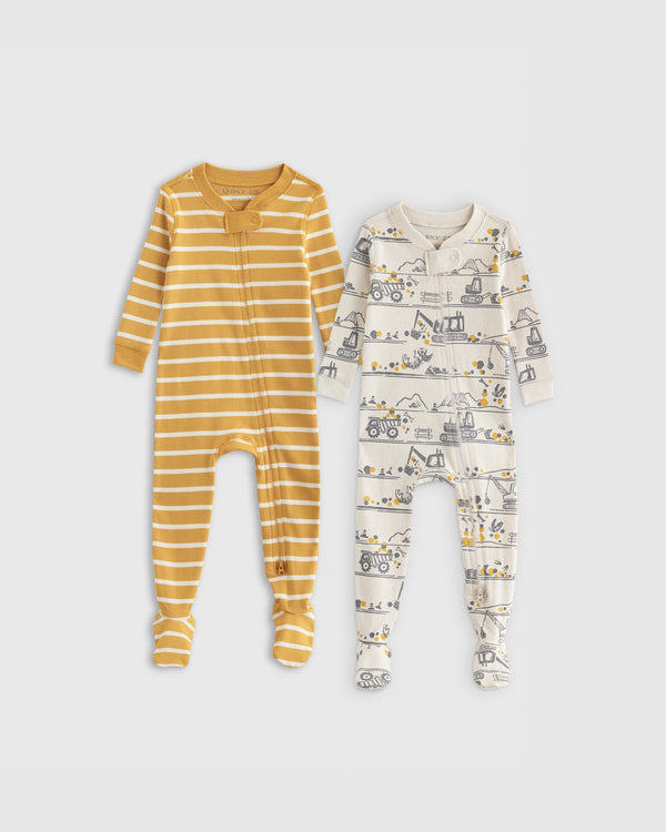 100% Organic Cotton Sleep & Play Footie Pajamas 2-Pack - Baby Boy