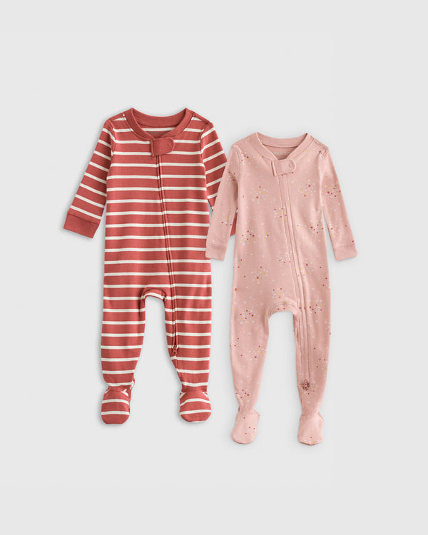 100% Organic Cotton Sleep & Play Footie Pajamas 2-Pack - Baby Girl1
