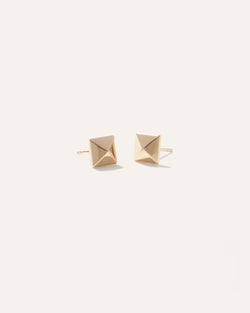 14K Gold Pyramid Stud Earrings