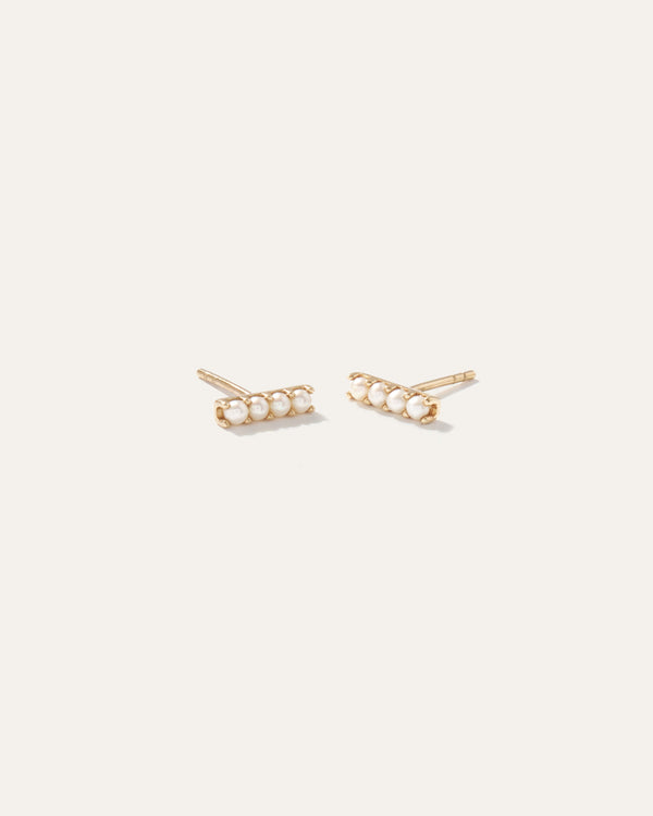 14K Gold Fresh Water Pearl Bar Studs