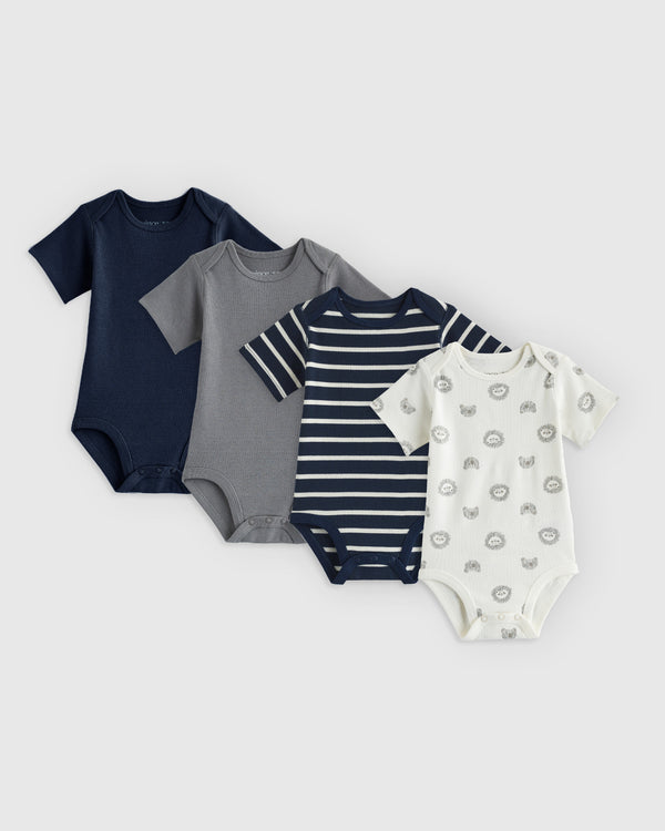 100% Organic Cotton Short Sleeve Bodysuit 4-Pack