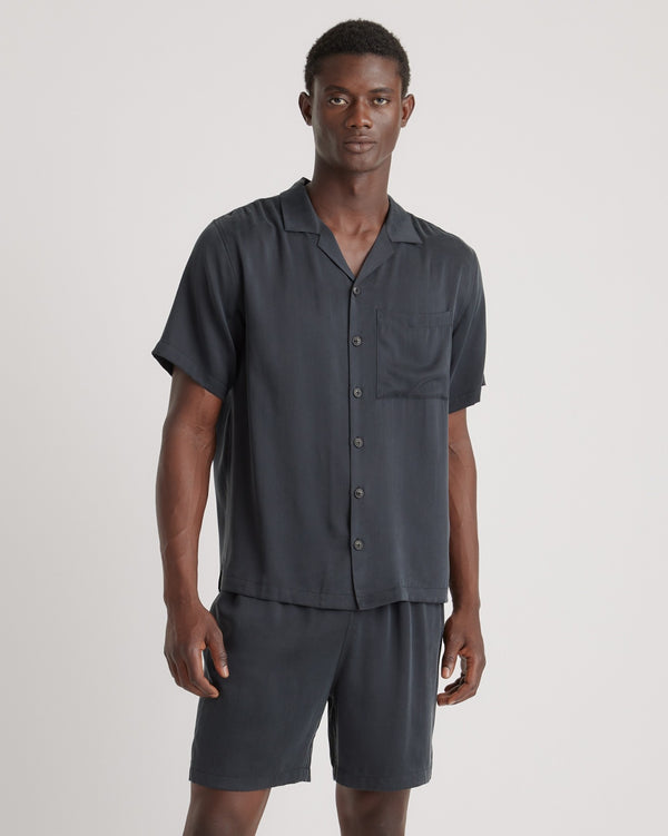 100% Washable Silk Button Down Short Set