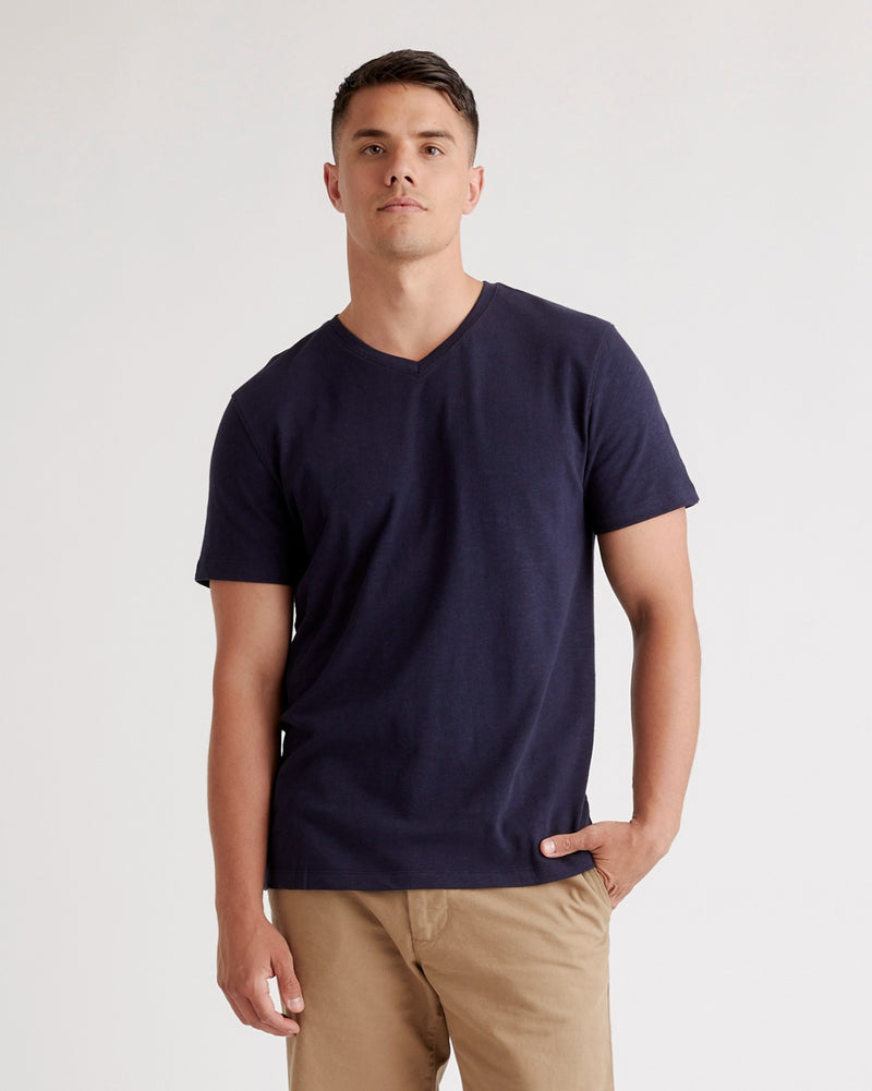 100% Organic Cotton Slub V-Neck Tee