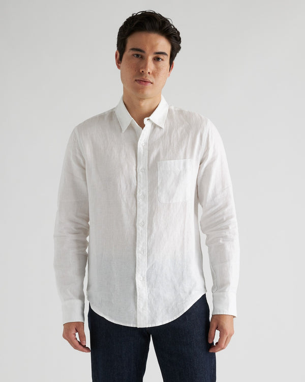 100% European Linen Long Sleeve Pocket Shirt