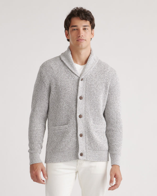 100% Organic Cotton Shawl-Collar Cardigan Sweater