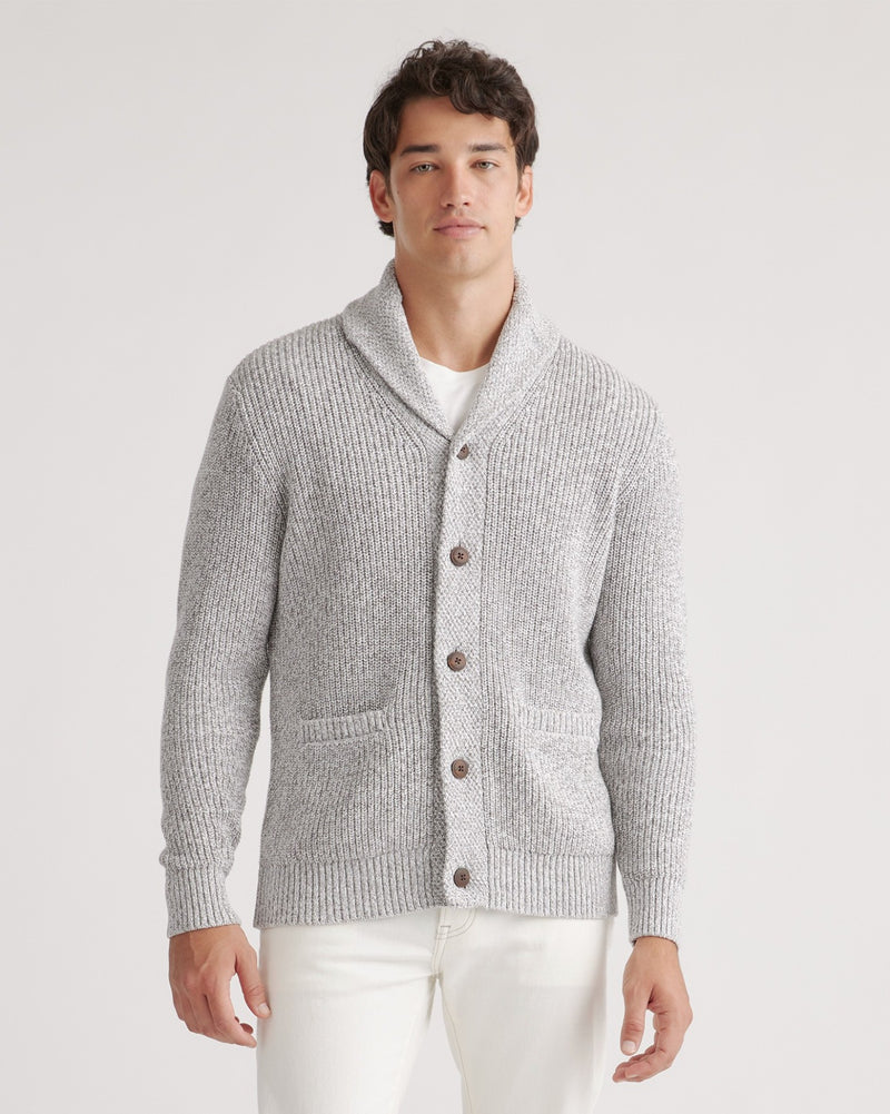 100% Organic Cotton Shawl-Collar Cardigan Sweater