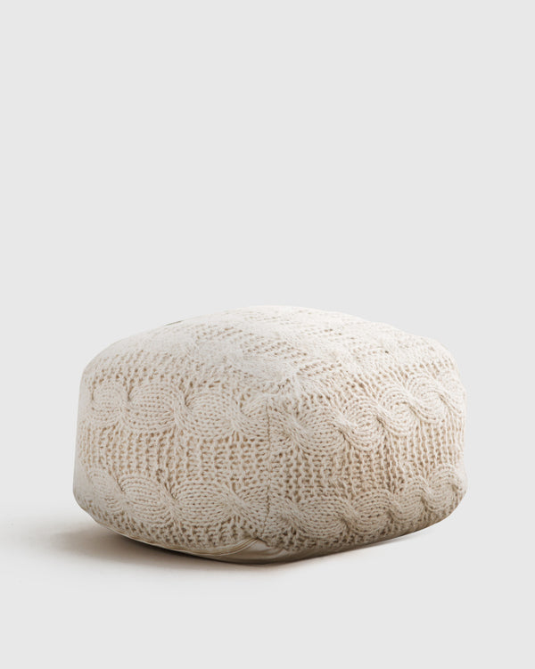 Wool Cable Knit Pouf