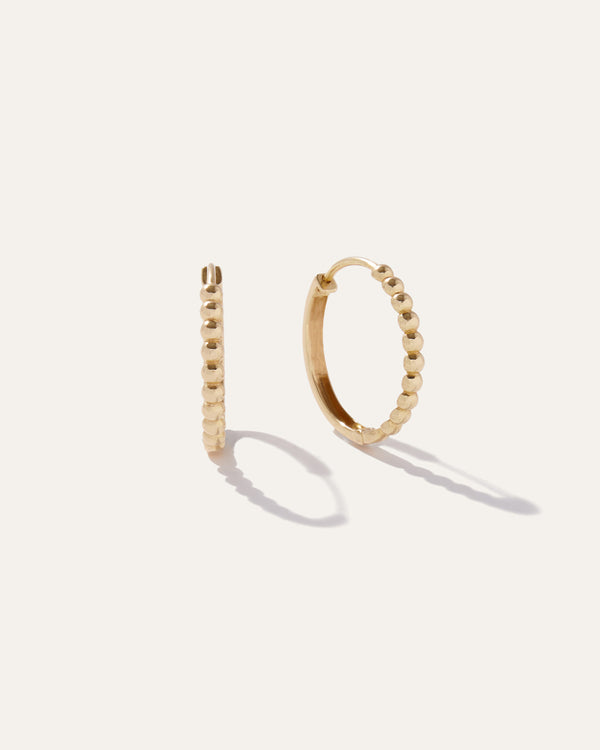 14K Gold Medium Beaded Hoops1
