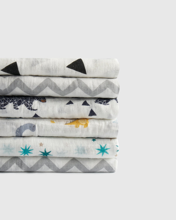 100% Cotton Muslin Swaddle 6-Pack