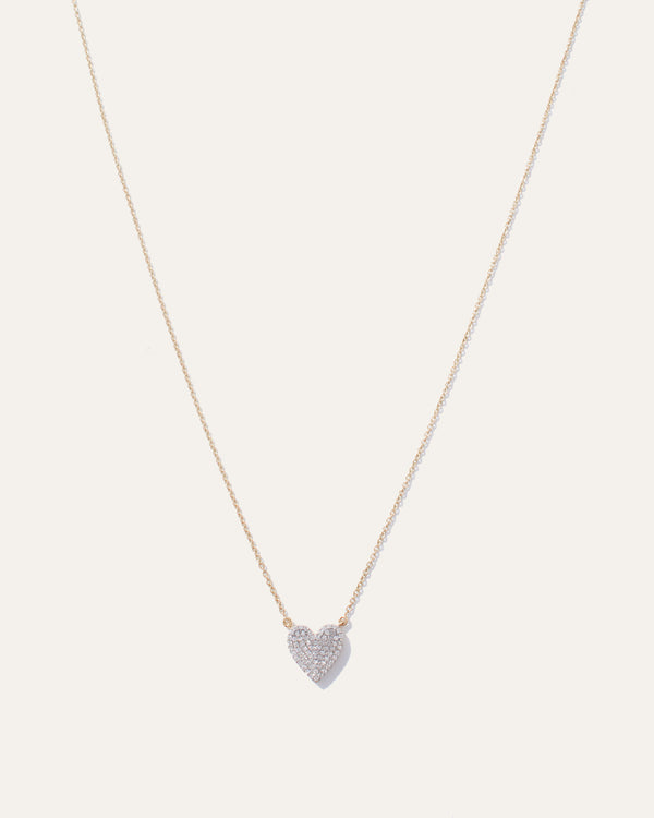 14K Gold Dainty Diamond Mini Heart Necklace