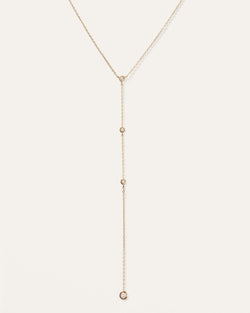 14K Gold Diamond Bezel Y Necklace