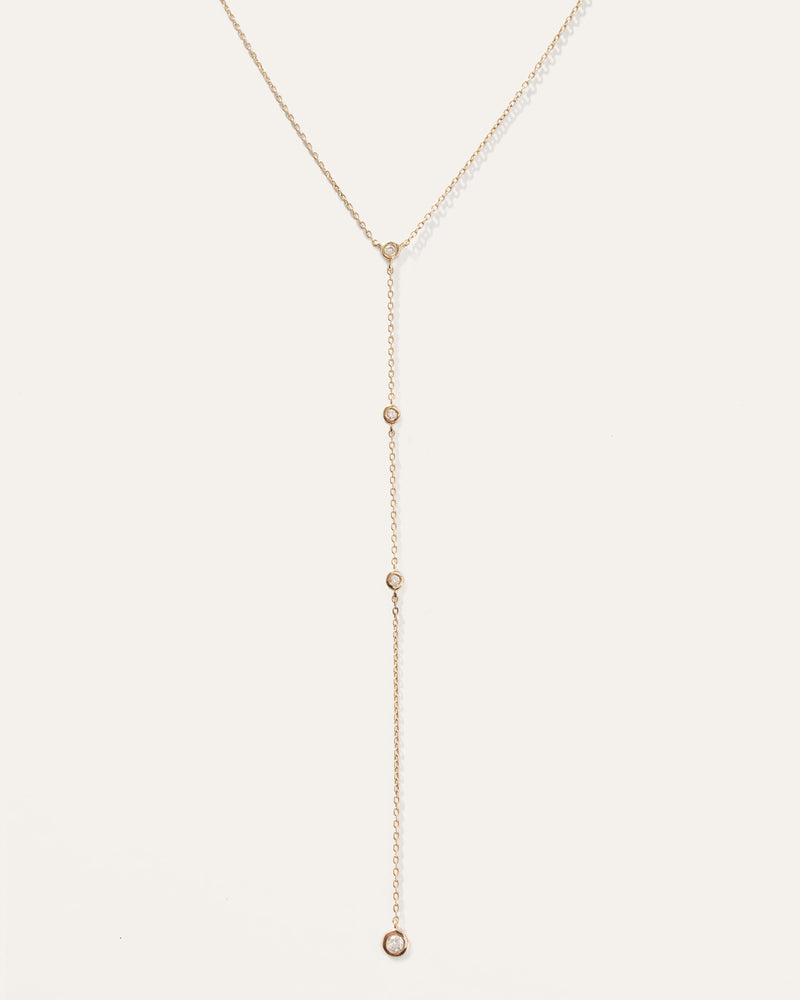 14K Gold Diamond Bezel Y Necklace