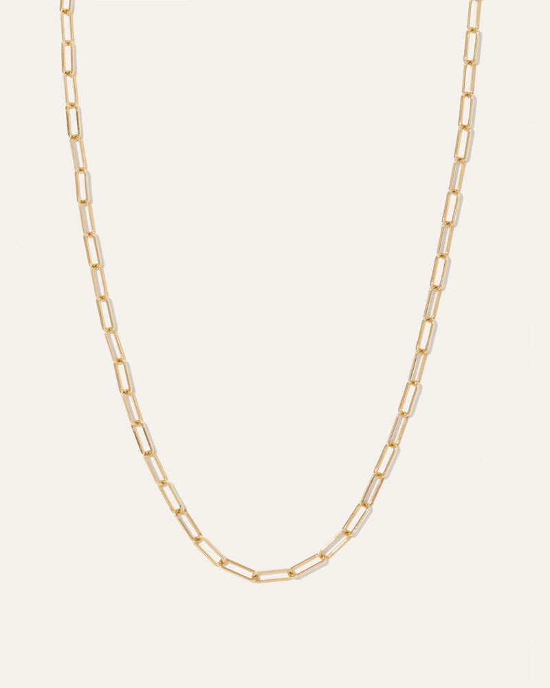 14k Gold Long Chain Link Necklace