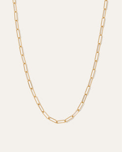 14k Gold Paperclip Chain Link Necklace