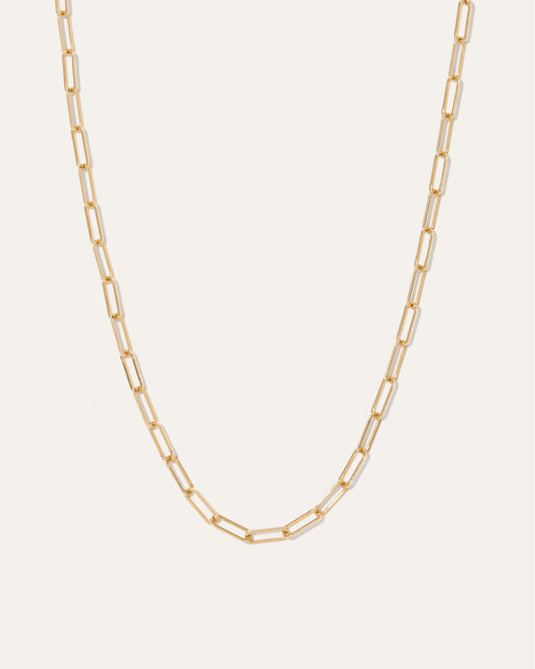 14k Gold Paperclip Chain Link Necklace