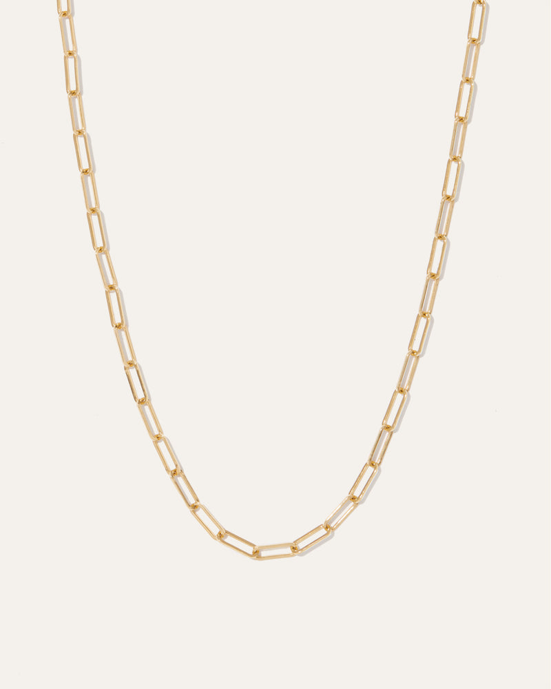 14k Gold Paperclip Chain Link Necklace