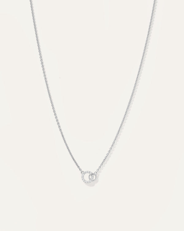 14K Gold Diamond Interlock Circle Necklace