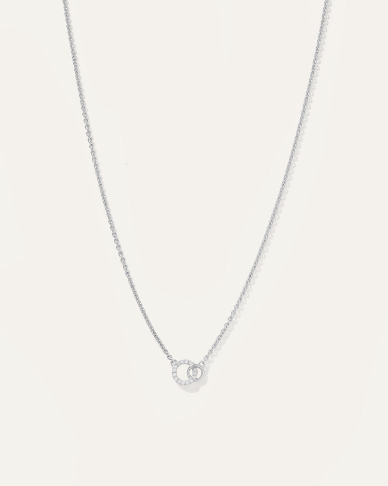 14K Gold Diamond Interlock Circle Necklace