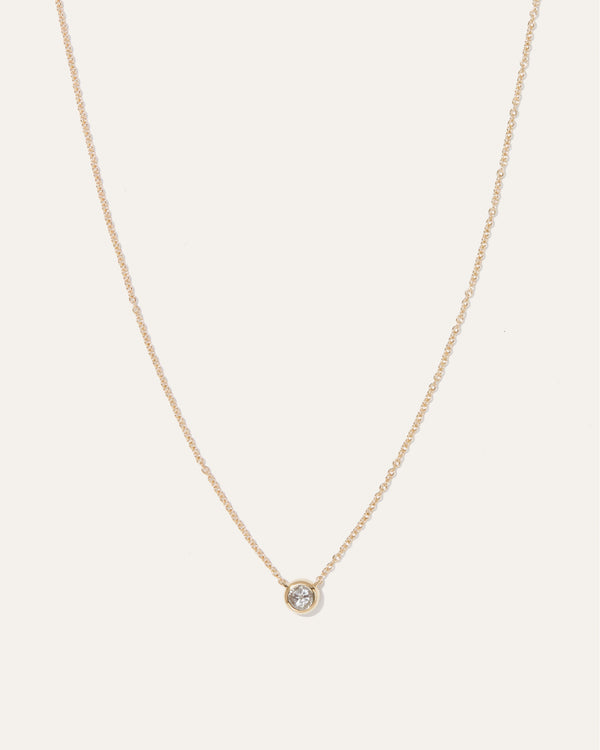 14K Gold Diamond Bezel Necklace1