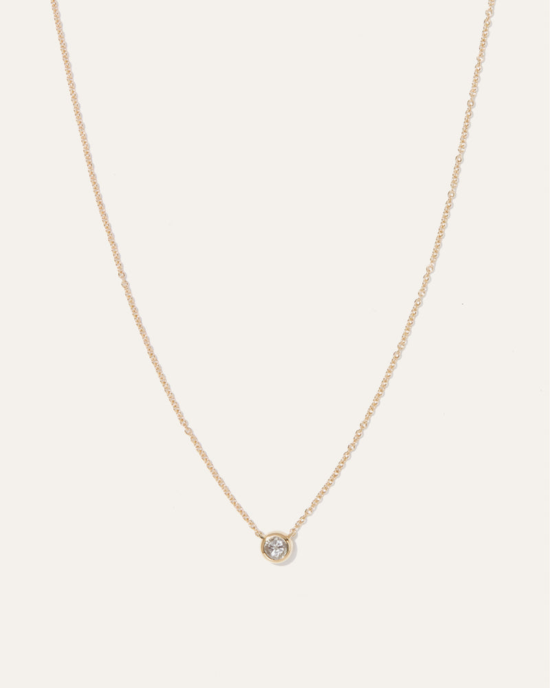 14K Gold Diamond Bezel Necklace1