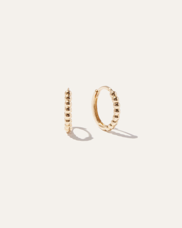 14k Gold Beaded Hoops1