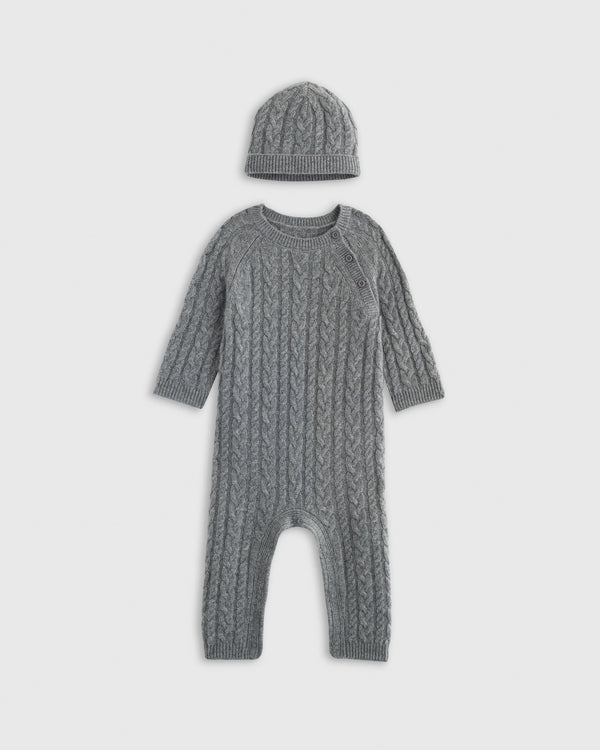 Washable Cashmere Cable One Piece & Hat Set