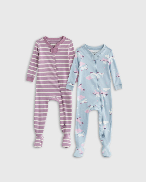 100% Organic Cotton Sleep & Play Footie Pajamas 2-Pack - Baby Girl1