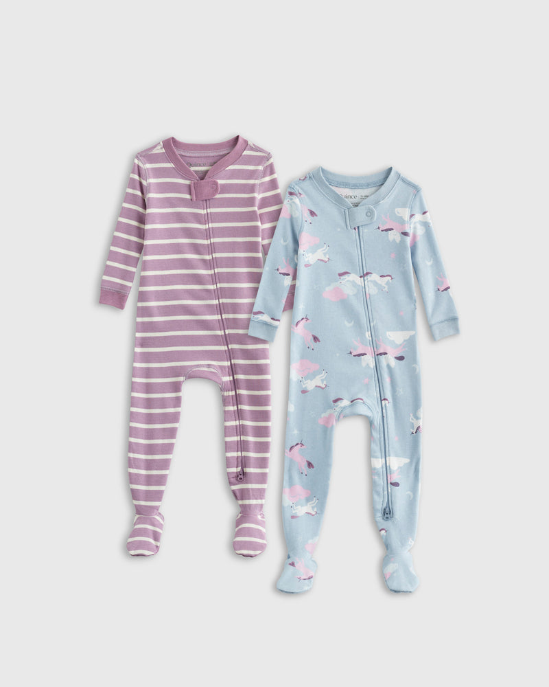 100% Organic Cotton Sleep & Play Footie Pajamas 2-Pack - Baby Girl1
