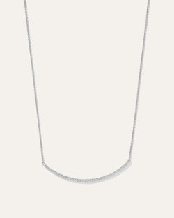 14K Gold Pave Diamond Harlowe Curved Bar Neck