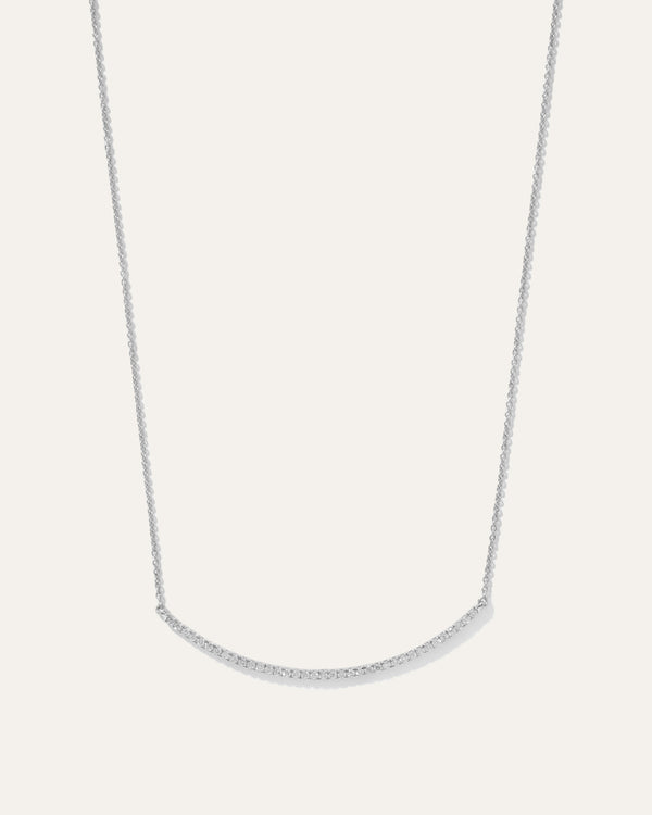 14K Gold Pave Diamond Harlowe Curved Bar Neck