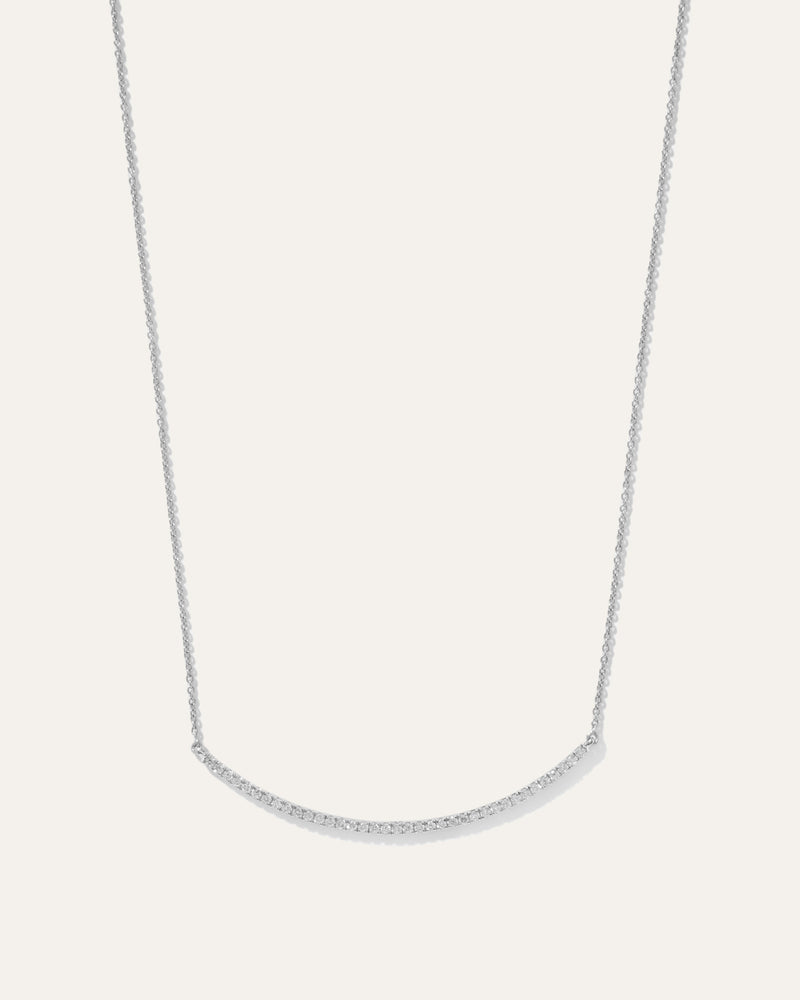 14K Gold Pave Diamond Harlowe Curved Bar Neck